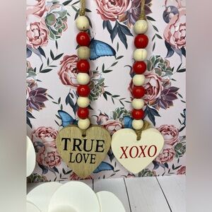 wooden heart garland, decorative garland, xoxo garland, true love garland